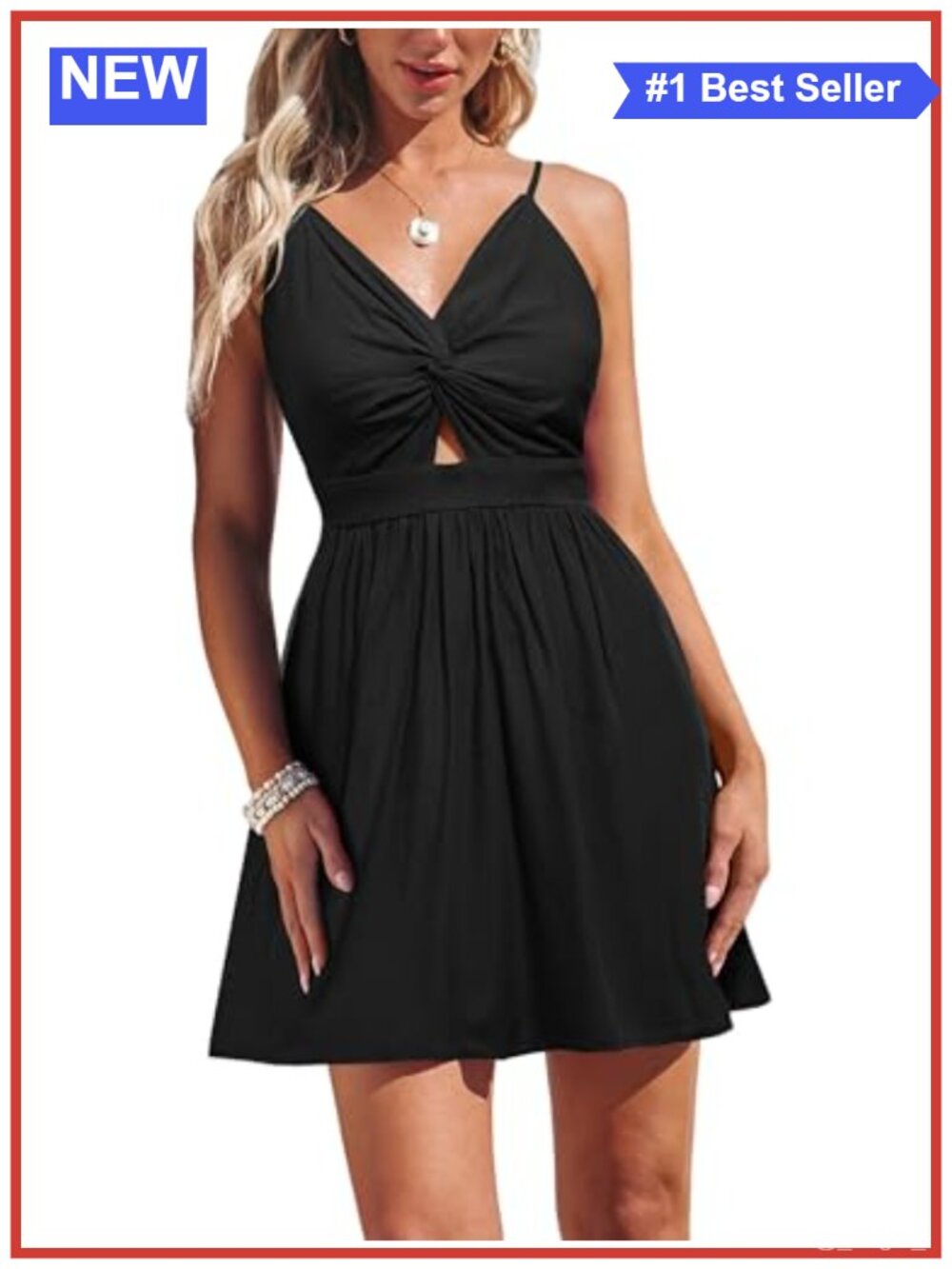 CUPSHE Women's Floral Twist Front Tie Back Mini Sundress